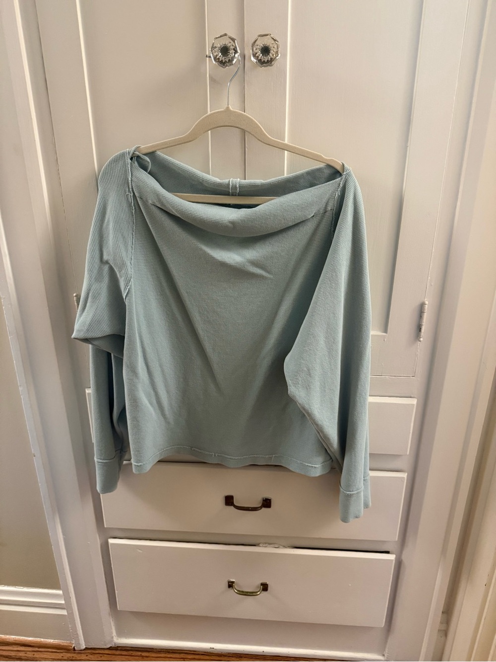We The Free Dusty Blue Off-Shoulder Sweatshirt